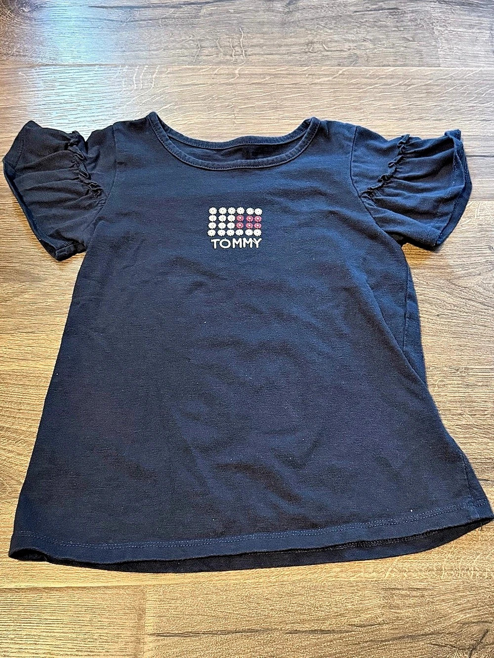 Girls 6/7 Outfit Tommy Hilfiger Navy Burgundy Set Shirt & Leggings